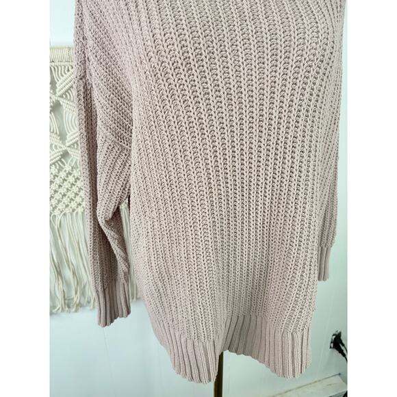 Aerie Oversized Chenille Turtleneck Sweater Womens XS Taupe Beige - Picture 4 of 9